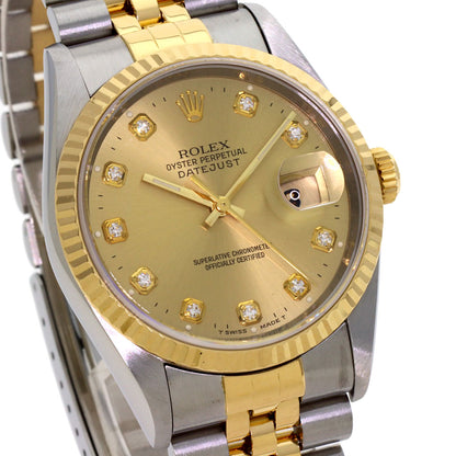 ROLEX DATEJUST 10P Diamond Watches 16233G Stainless Steel/SSxK18YG mens