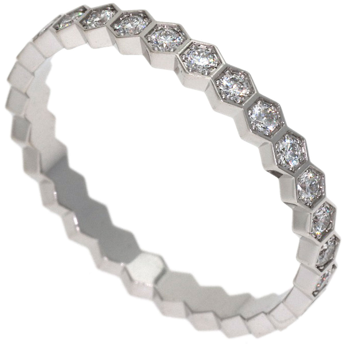 Chaumet Be My Love Honeycomb Full Diamond #53 Ring K18 White Gold Ladies [Used]