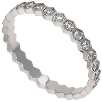 Chaumet Be My Love Honeycomb Full Diamond #53 Ring K18 White Gold Ladies [Used]