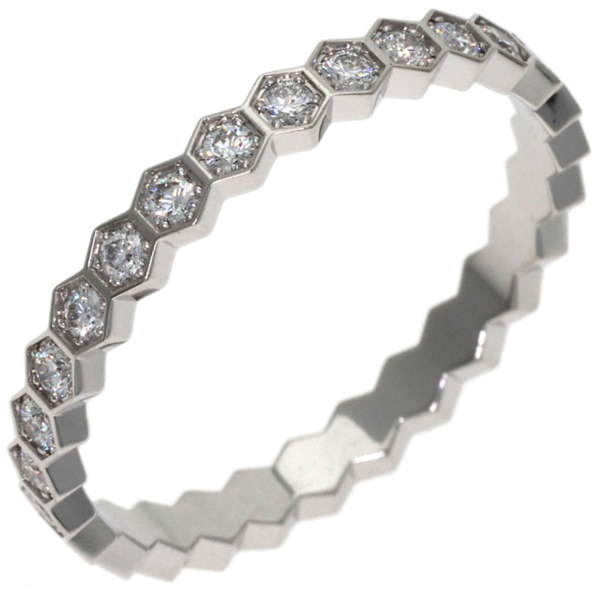 Chaumet Be My Love Honeycomb Full Diamond #53 Ring K18 White Gold Ladies [Used]