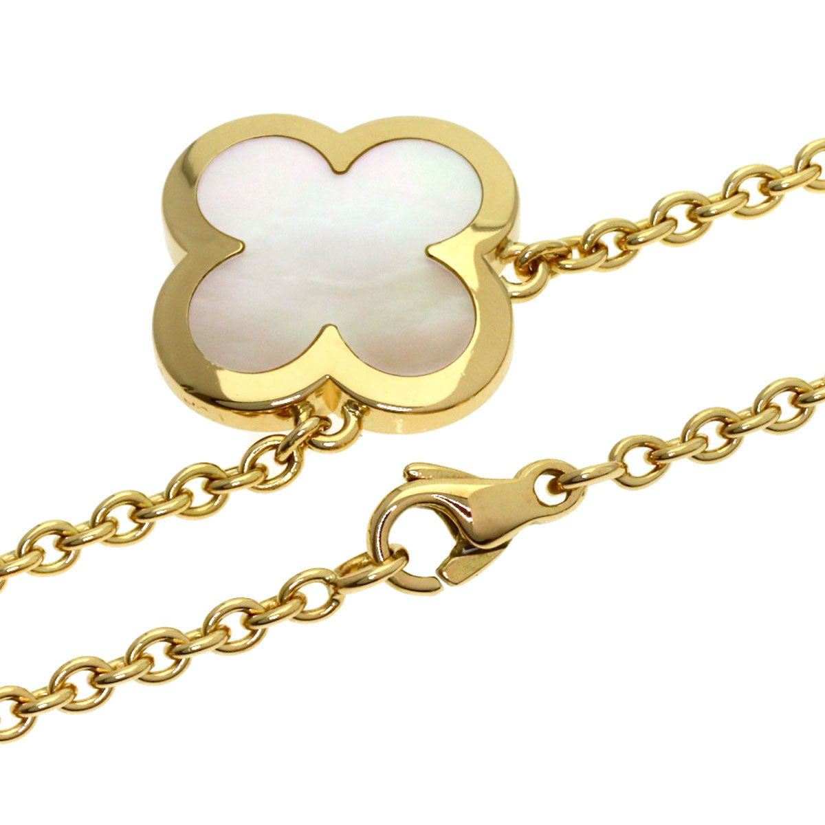 Van Cleef & Arpels Pure Alhambra White Shell Necklace K18 Yellow Gold Ladies [Used]