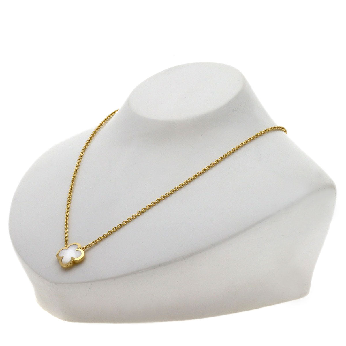 Van Cleef & Arpels Pure Alhambra White Shell Necklace K18 Yellow Gold Ladies [Used]