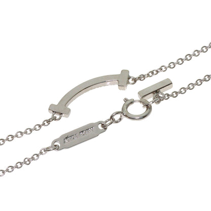 TIFFANY&Co. T Smile Mini Blue Topaz Necklace K18 White Gold Ladies [Used]