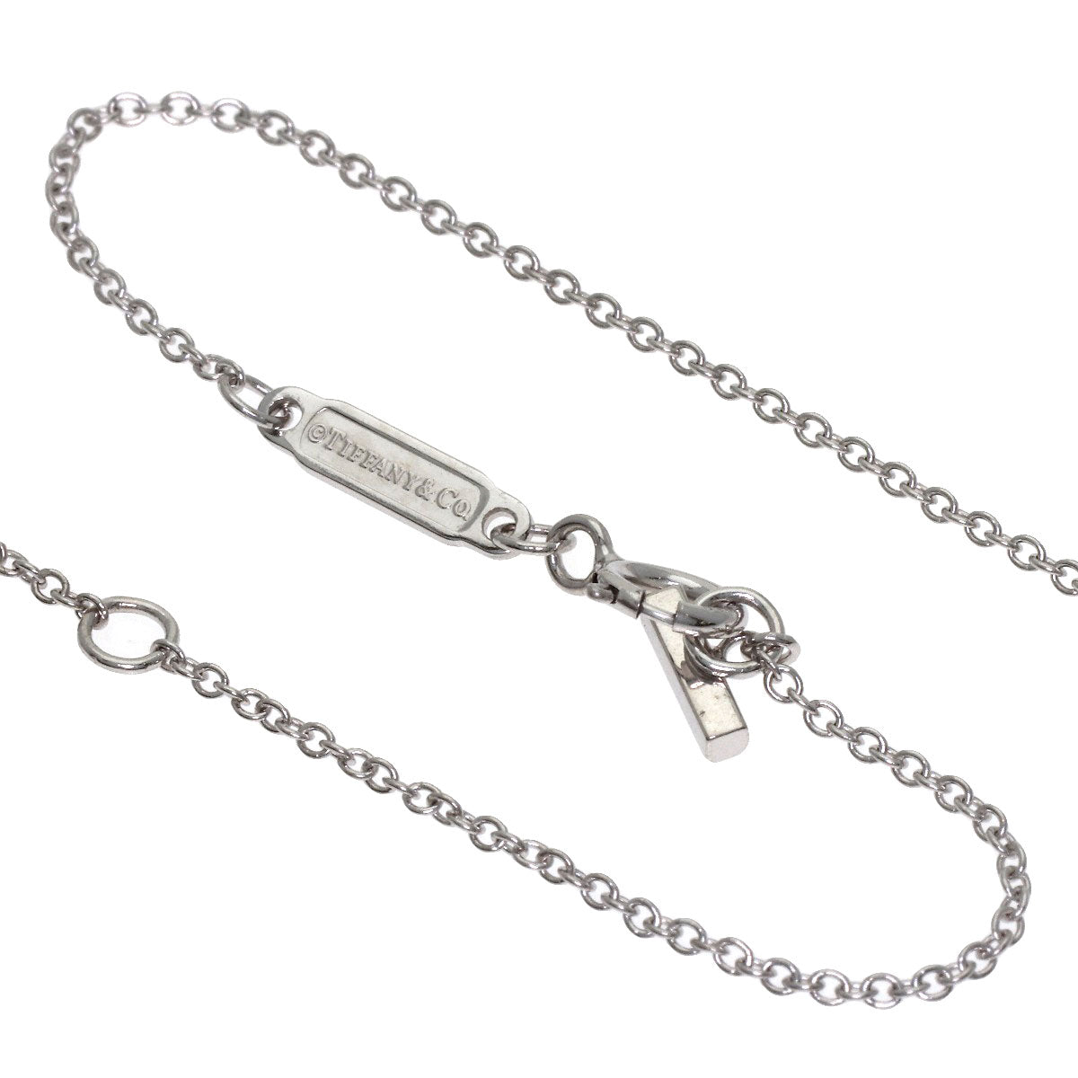 TIFFANY&Co. T Smile Mini Blue Topaz Necklace K18 White Gold Ladies [Used]