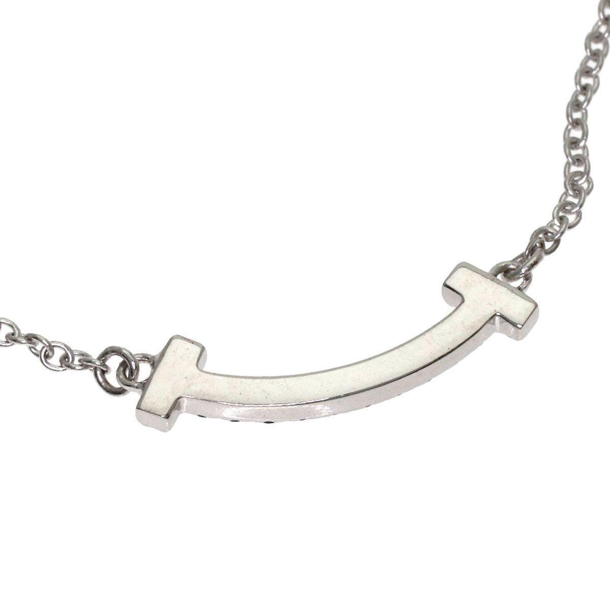 TIFFANY&Co. T Smile Mini Blue Topaz Necklace K18 White Gold Ladies [Used]