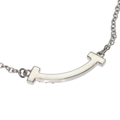 TIFFANY&Co. T Smile Mini Blue Topaz Necklace K18 White Gold Ladies [Used]