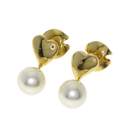 MIKIMOTO Heart Pearl Pearl earring K18 Yellow Gold Ladies [Used]