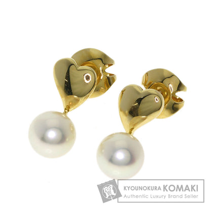 MIKIMOTO Heart Pearl Pearl earring K18 Yellow Gold Ladies [Used]