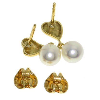 MIKIMOTO Heart Pearl Pearl earring K18 Yellow Gold Ladies [Used]