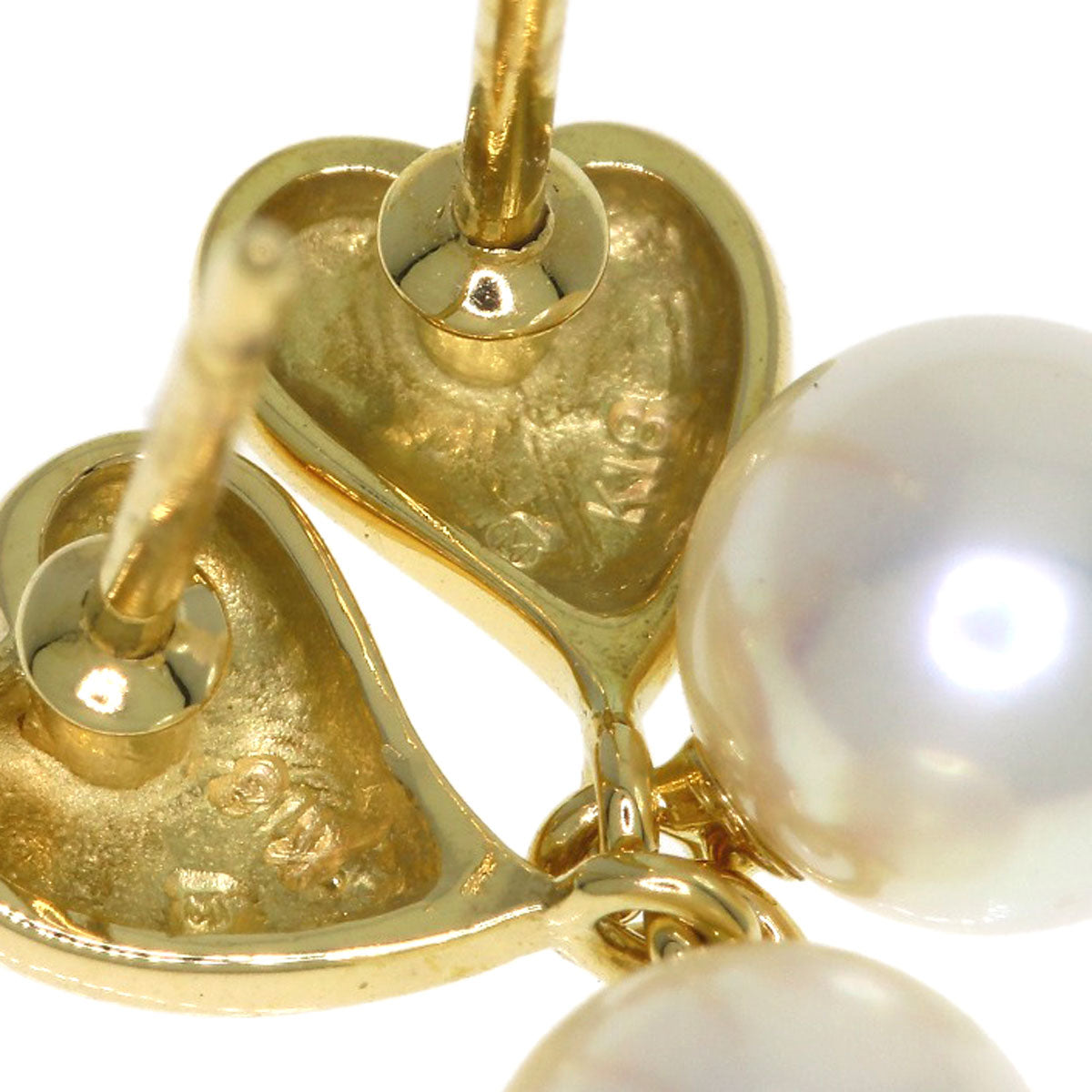 MIKIMOTO Heart Pearl Pearl earring K18 Yellow Gold Ladies [Used]
