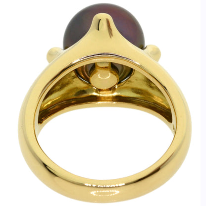 TASAKI Black pearl pearl Ring K18 Yellow Gold Ladies [Used]