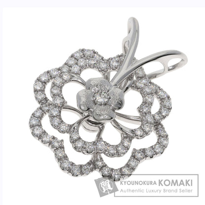 WALTHAM Swing Flower Diamond Pendant top K18 White Gold Ladies [Used]