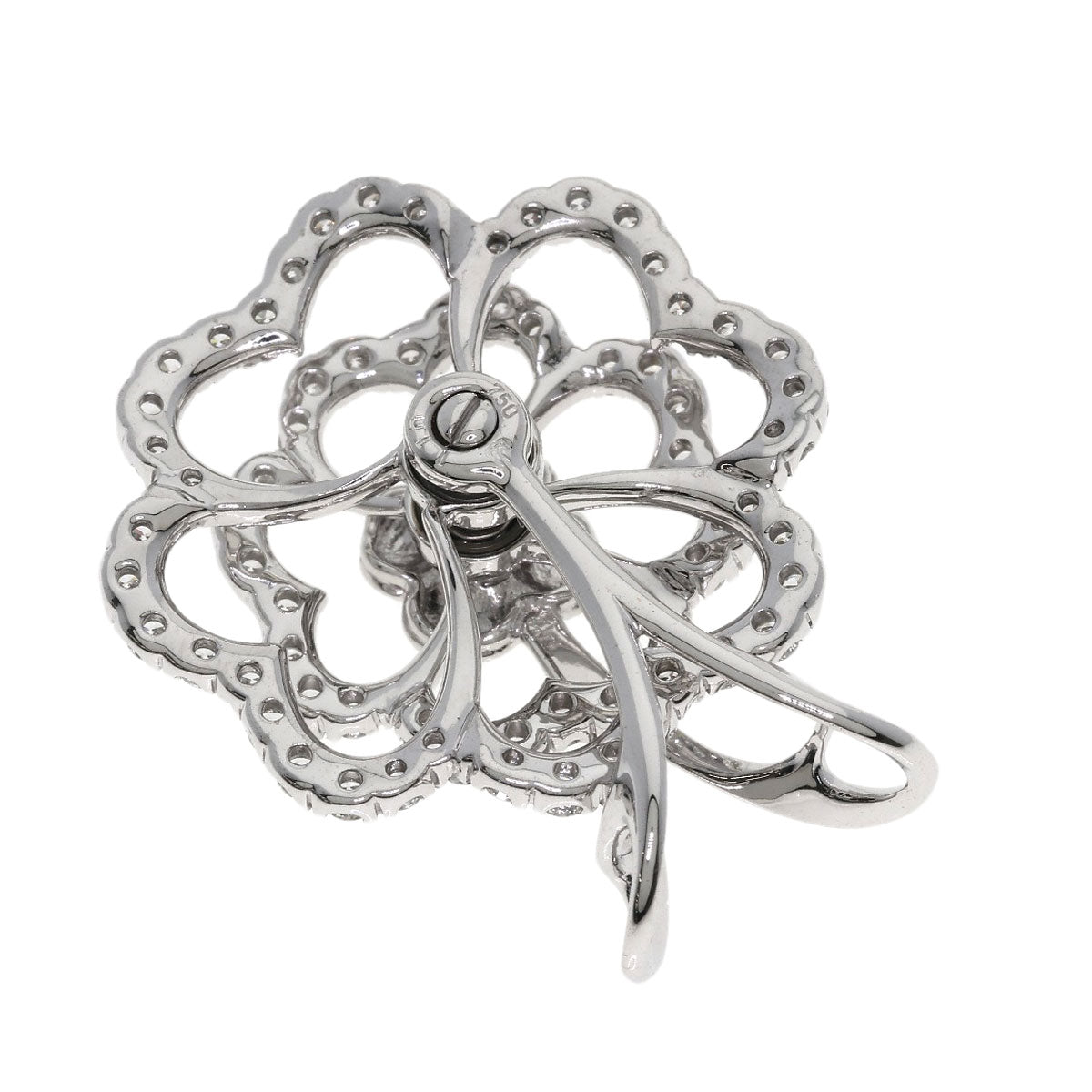 WALTHAM Swing Flower Diamond Pendant top K18 White Gold Ladies [Used]