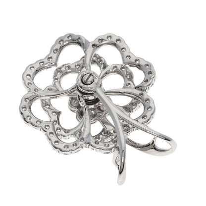 WALTHAM Swing Flower Diamond Pendant top K18 White Gold Ladies [Used]