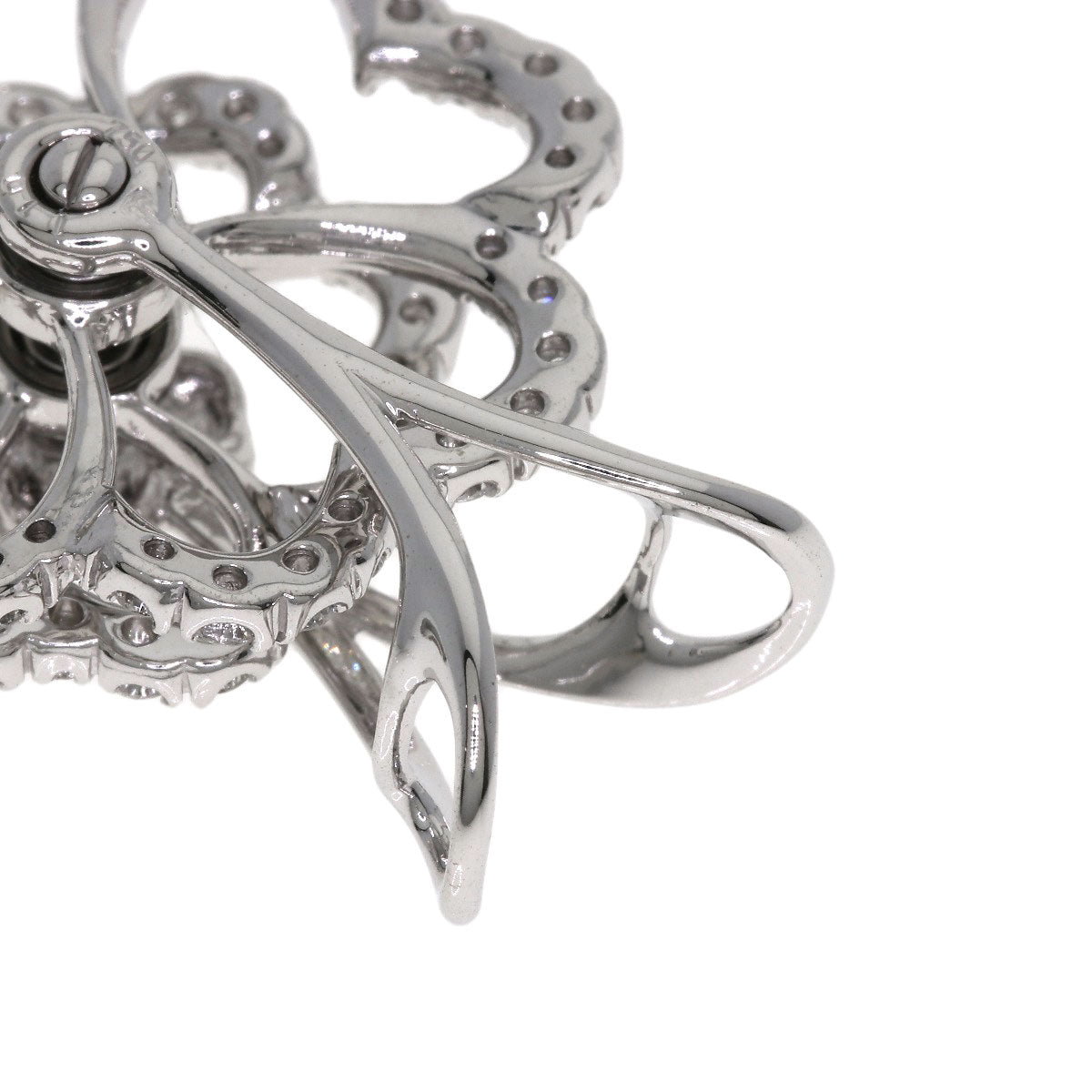 WALTHAM Swing Flower Diamond Pendant top K18 White Gold Ladies [Used]