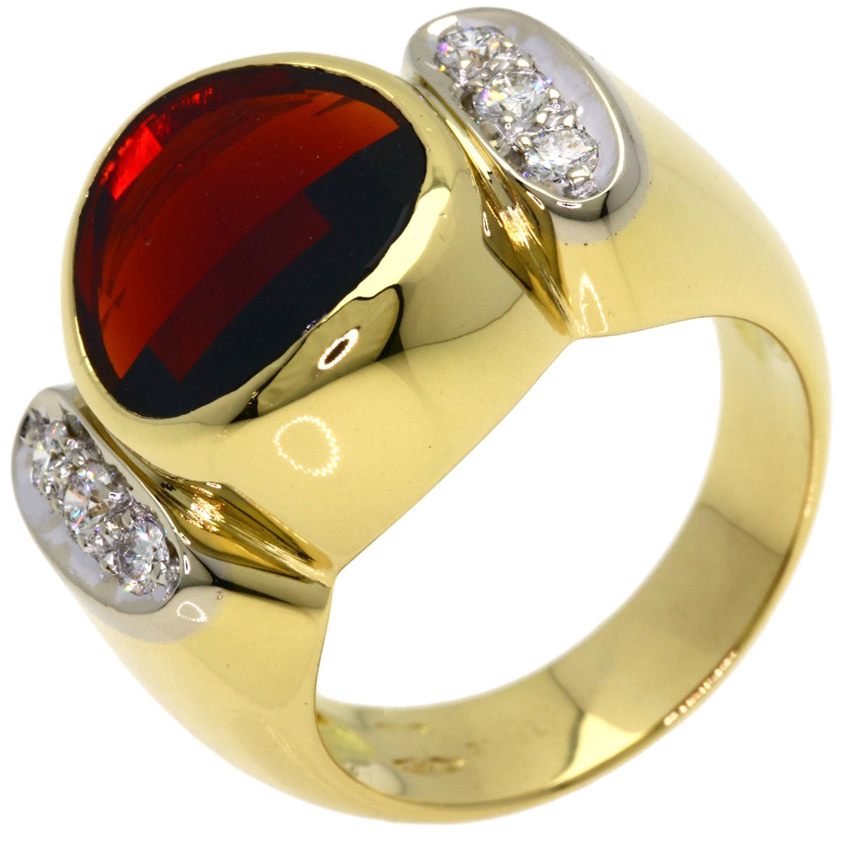 Pomellato Garnet Diamond Ring K18 Yellow Gold Ladies [Used]