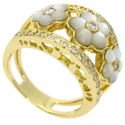 Ponte Vecchio Flower Diamond Ring K18 Yellow Gold Ladies [Used]