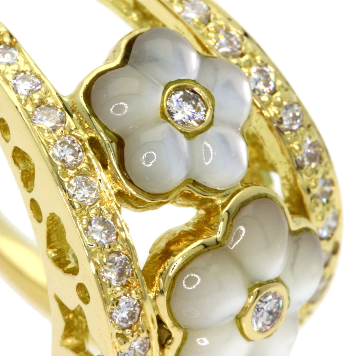 Ponte Vecchio Flower Diamond Ring K18 Yellow Gold Ladies [Used]
