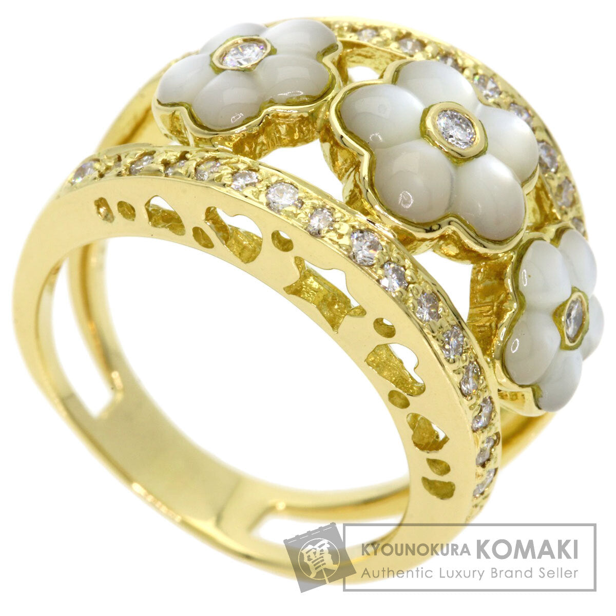 Ponte Vecchio Flower Diamond Ring K18 Yellow Gold Ladies [Used]