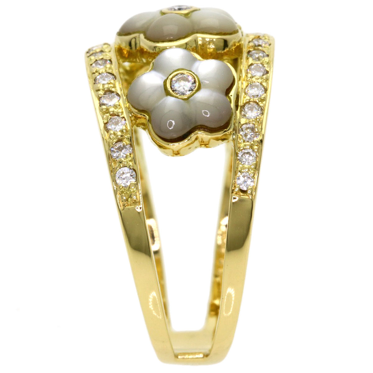 Ponte Vecchio Flower Diamond Ring K18 Yellow Gold Ladies [Used]