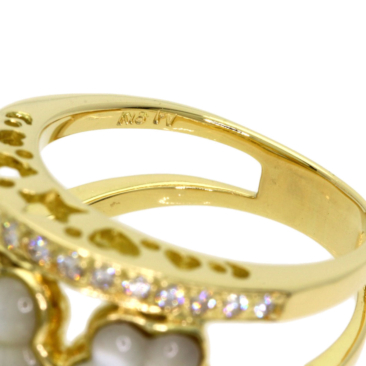 Ponte Vecchio Flower Diamond Ring K18 Yellow Gold Ladies [Used]