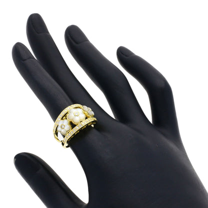 Ponte Vecchio Flower Diamond Ring K18 Yellow Gold Ladies [Used]