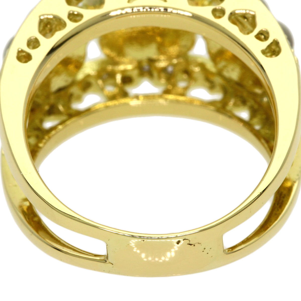 Ponte Vecchio Flower Diamond Ring K18 Yellow Gold Ladies [Used]
