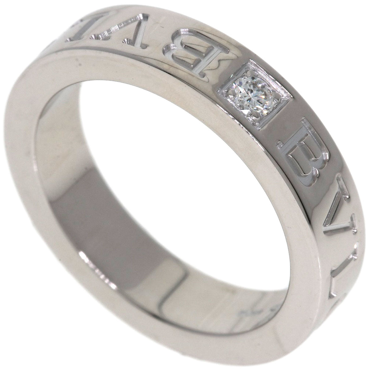 BVLGARI Double logo 1P Diamond Ring K18 White Gold Ladies [Used]