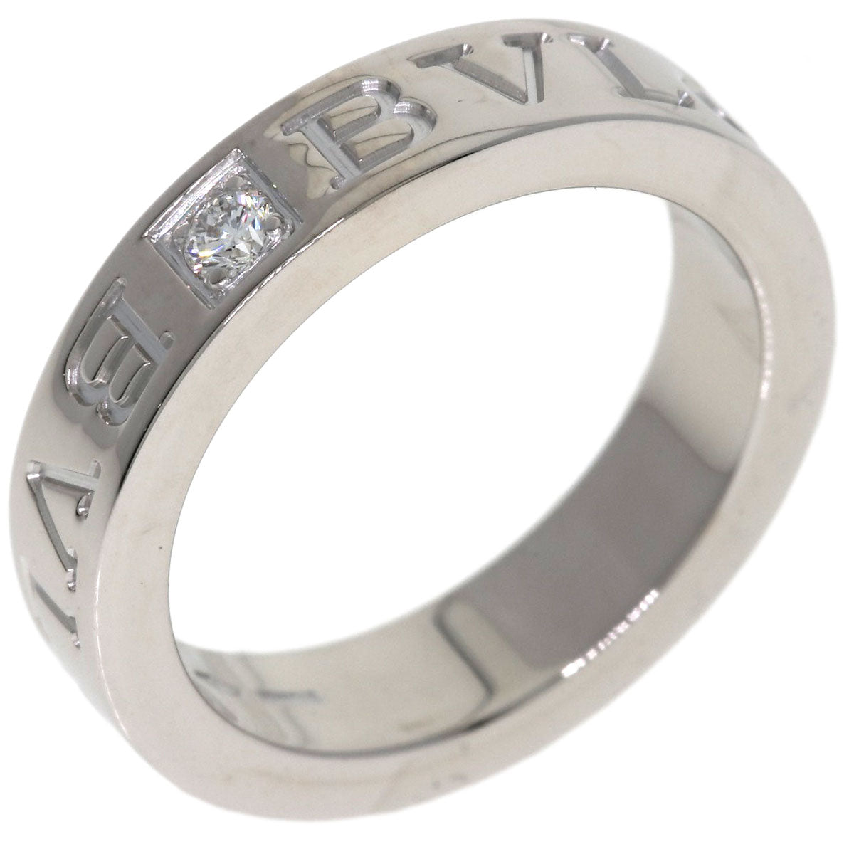 BVLGARI Double logo 1P Diamond Ring K18 White Gold Ladies [Used]