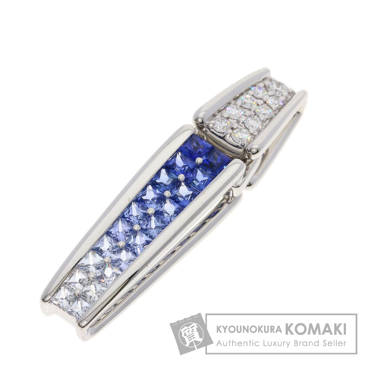 Jeunet Sapphire Diamond Pendant top K18 White Gold Ladies [Used]
