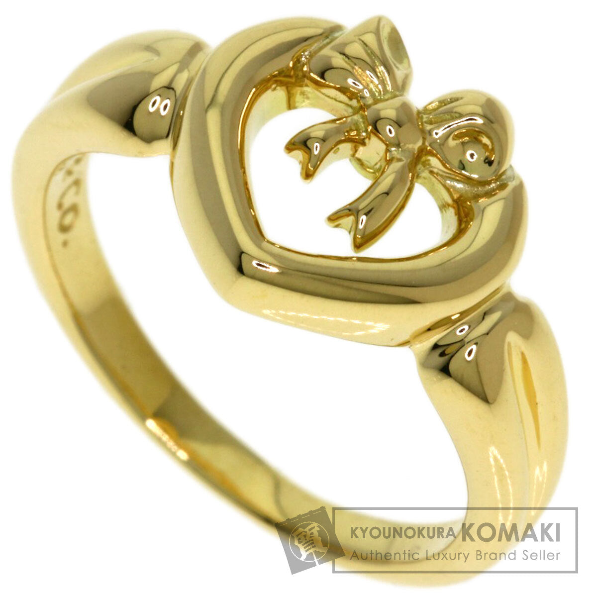 TIFFANY&Co. Heart with bow Ring K18 Yellow Gold Ladies [Used]