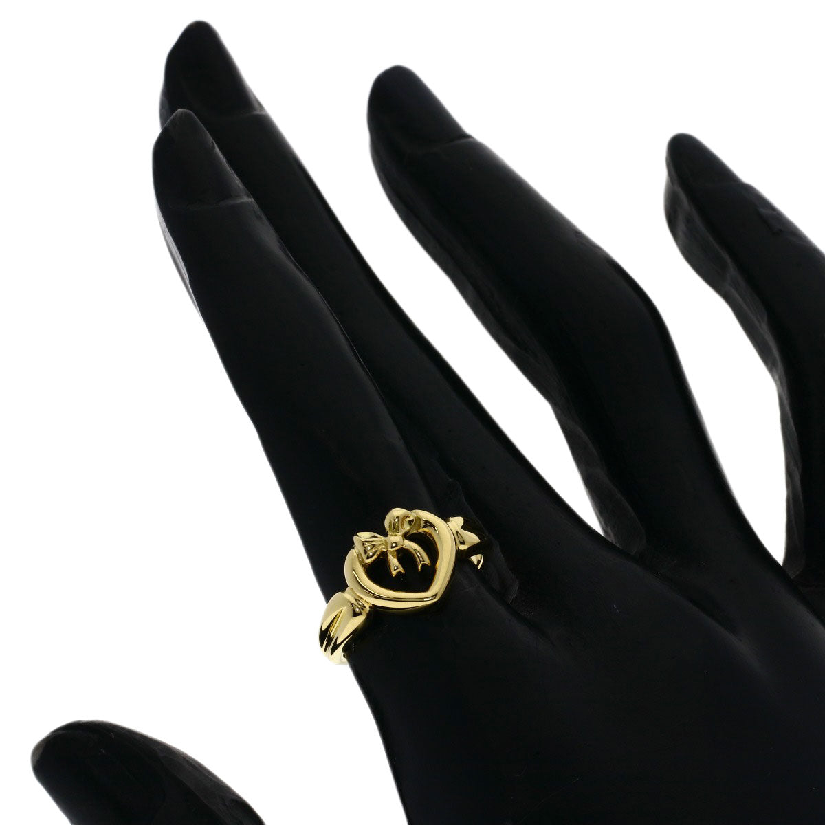 TIFFANY&Co. Heart with bow Ring K18 Yellow Gold Ladies [Used]