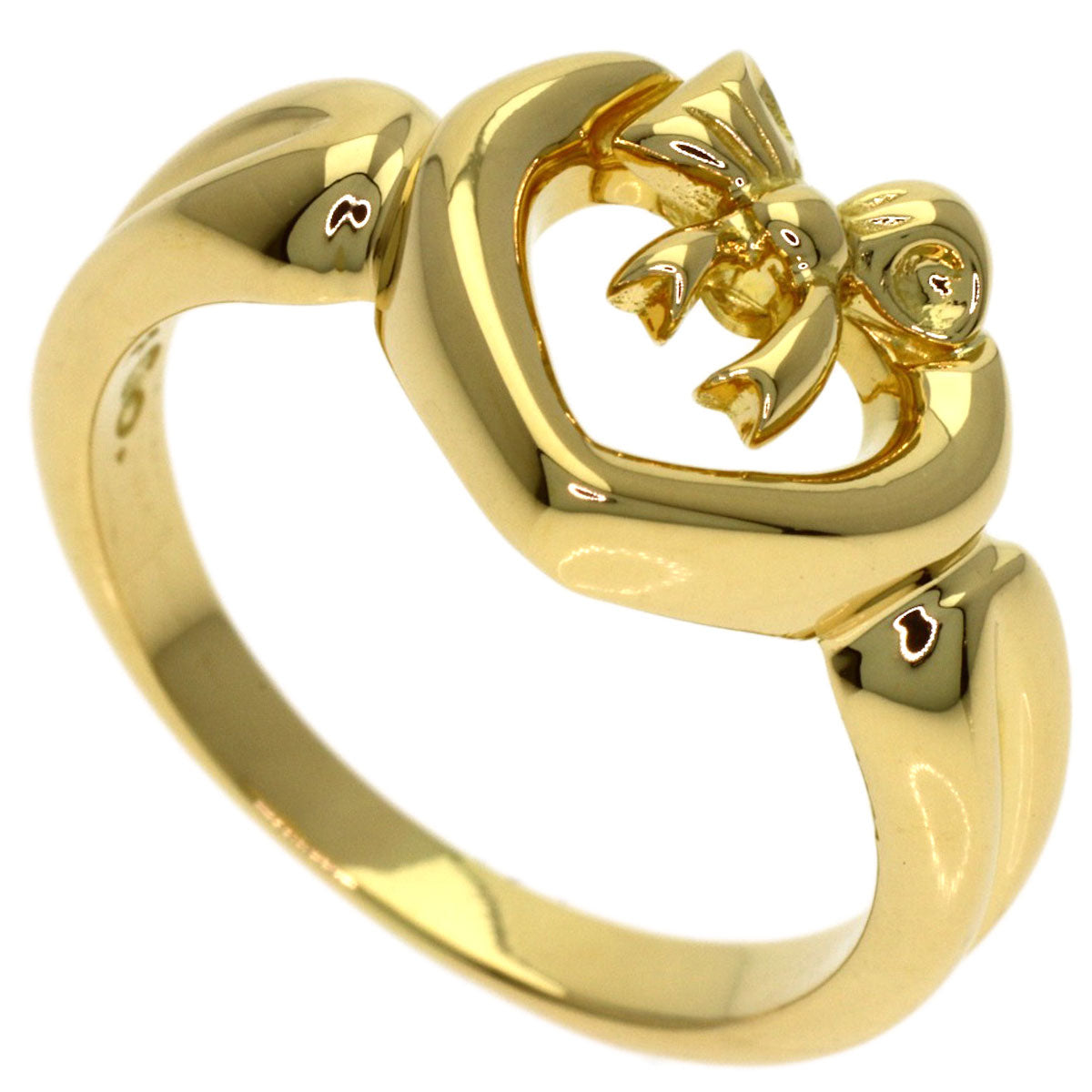 TIFFANY&Co. Heart with bow Ring K18 Yellow Gold Ladies [Used]