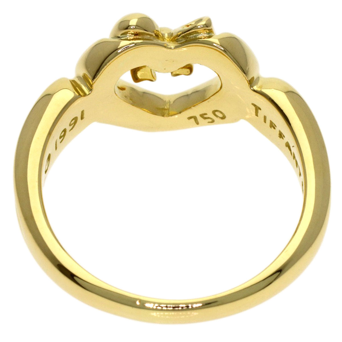 TIFFANY&Co. Heart with bow Ring K18 Yellow Gold Ladies [Used]