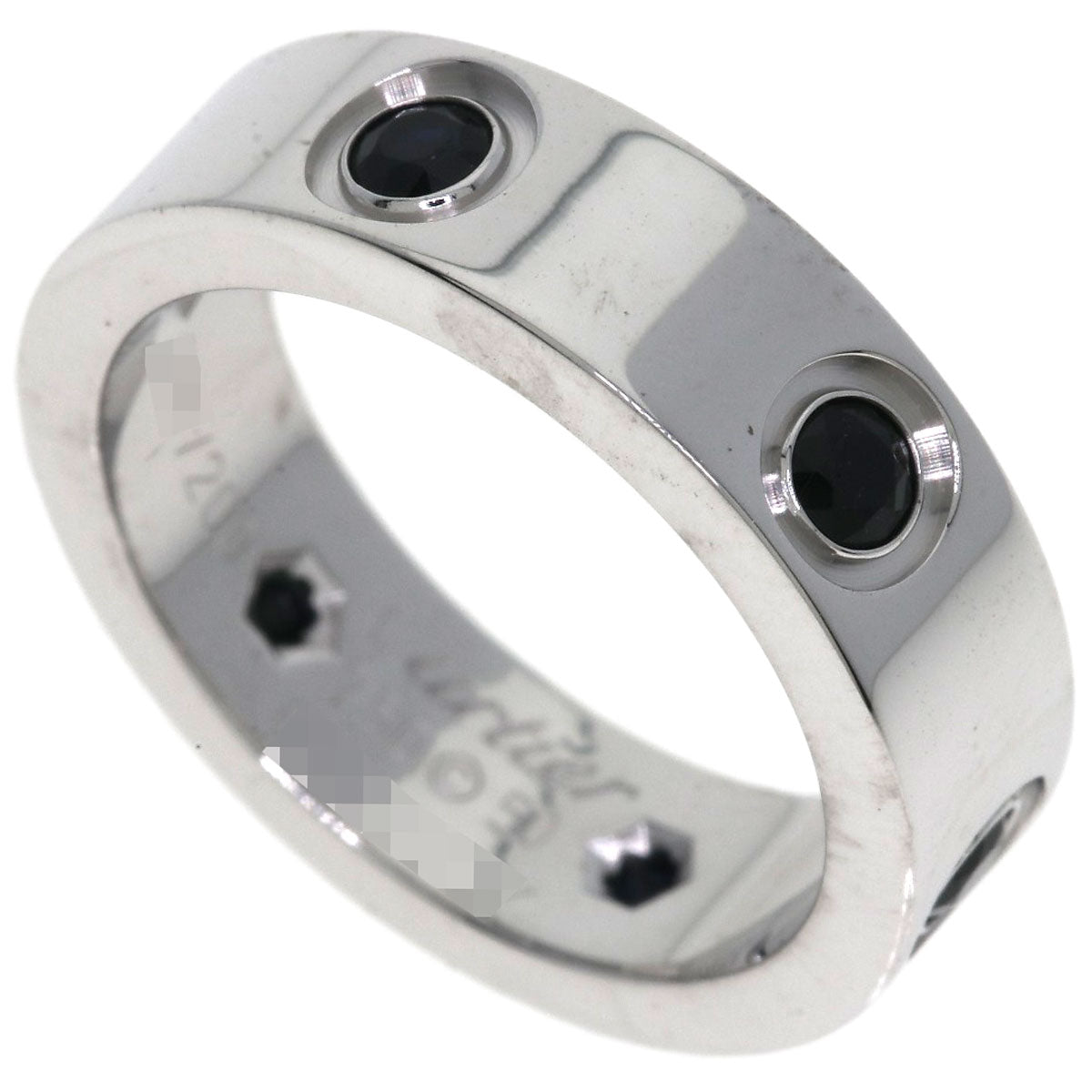 CARTIER Love Ring Full Black Sapphire #50 Ring K18 White Gold Ladies [Used]