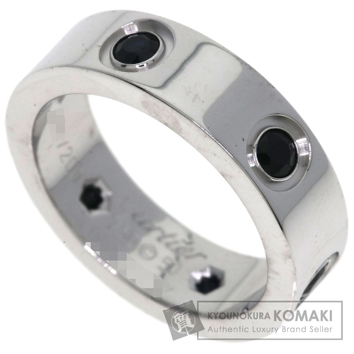 CARTIER Love Ring Full Black Sapphire #50 Ring K18 White Gold Ladies [Used]