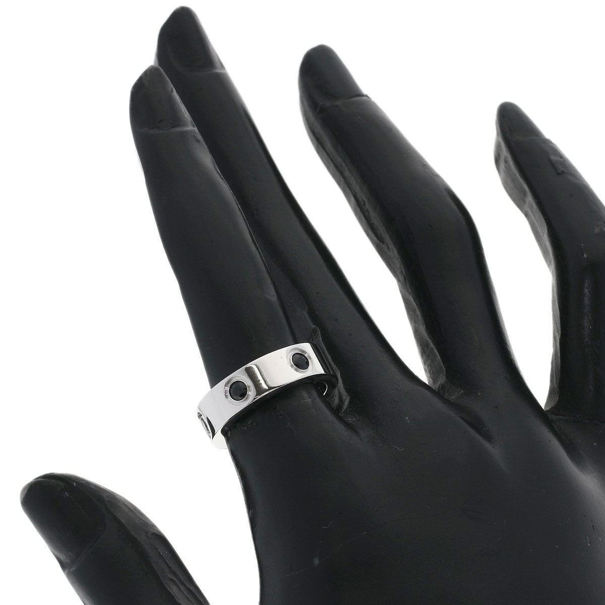 CARTIER Love Ring Full Black Sapphire #50 Ring K18 White Gold Ladies [Used]