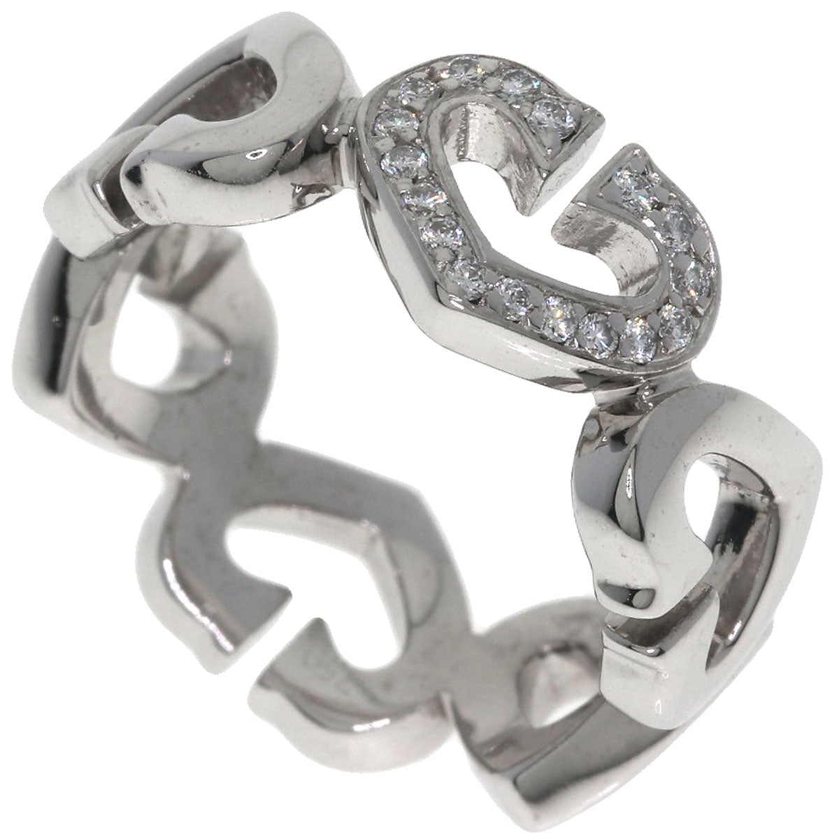 CARTIER C Heart Diamond #47 Ring K18 White Gold Ladies [Used]