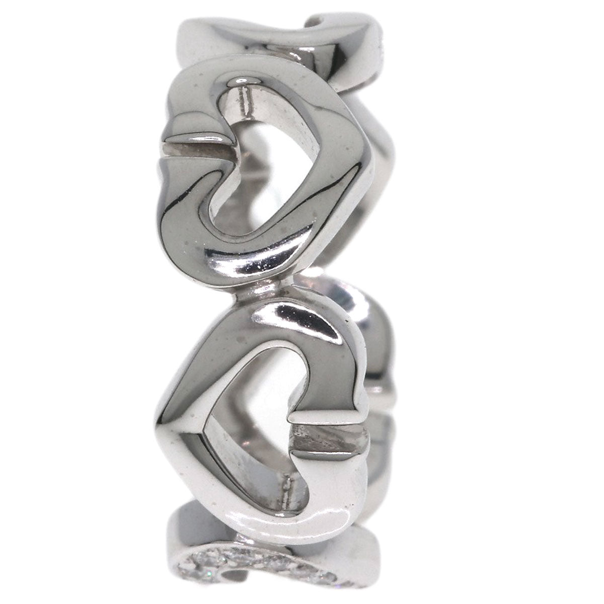 CARTIER C Heart Diamond #47 Ring K18 White Gold Ladies [Used]