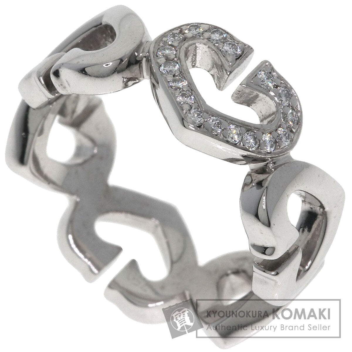 CARTIER C Heart Diamond #47 Ring K18 White Gold Ladies [Used]