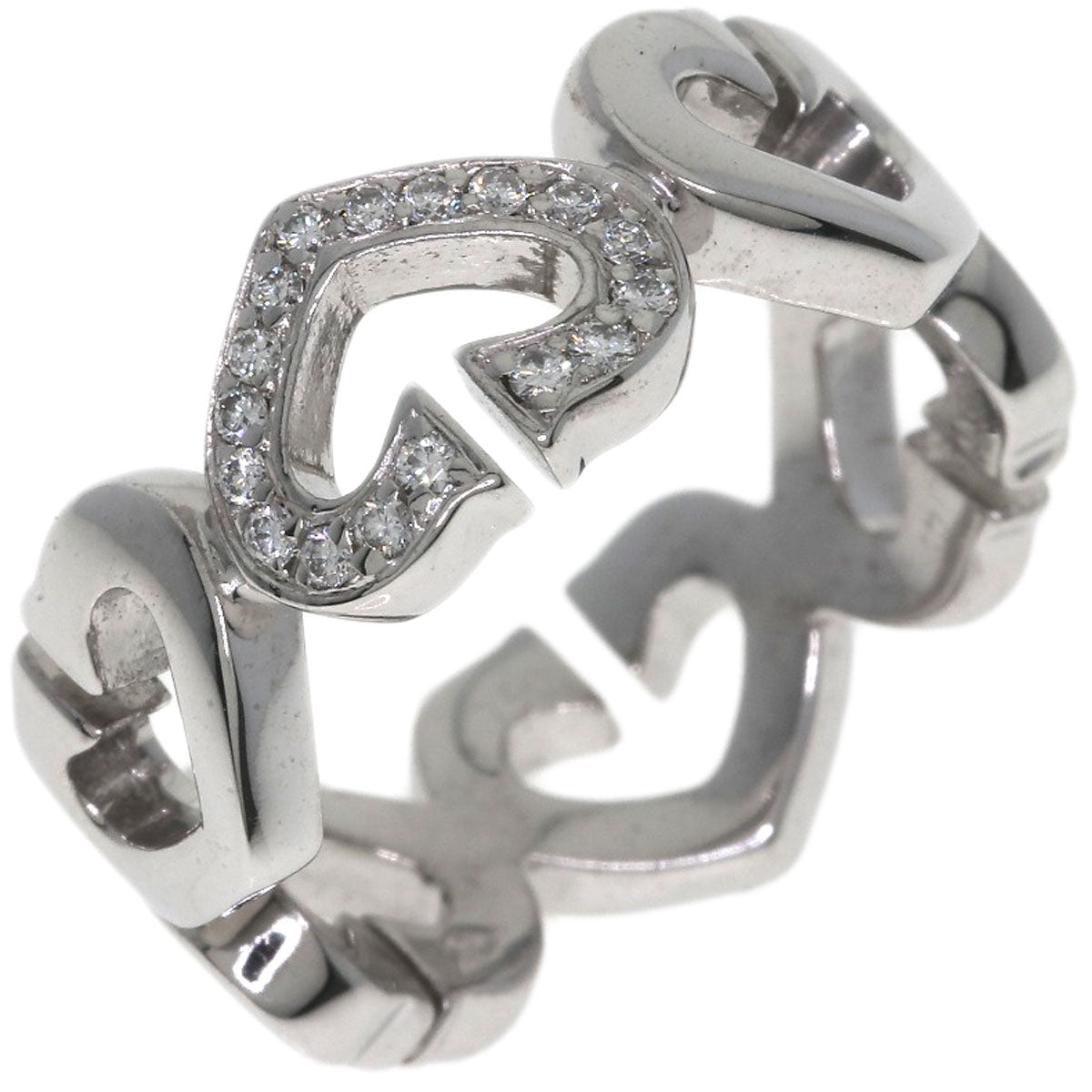 CARTIER C Heart Diamond #47 Ring K18 White Gold Ladies [Used]