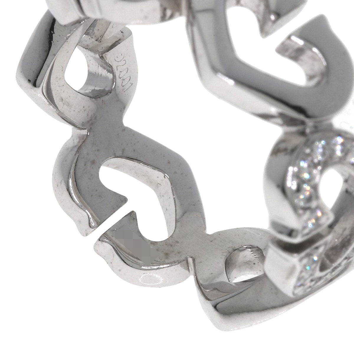 CARTIER C Heart Diamond #47 Ring K18 White Gold Ladies [Used]