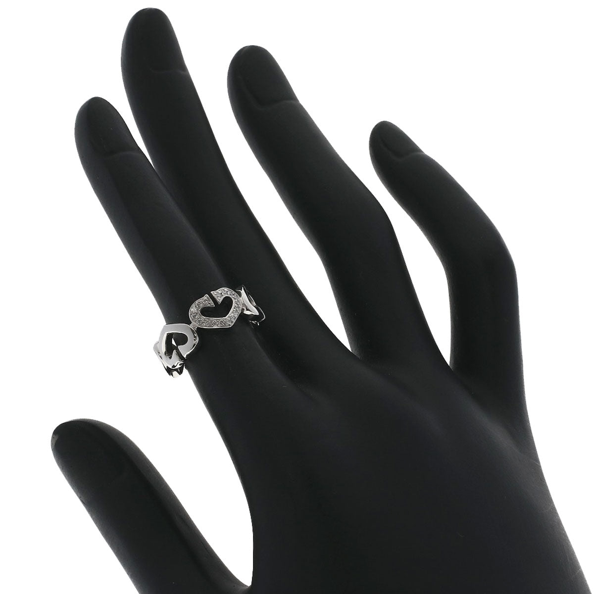 CARTIER C Heart Diamond #47 Ring K18 White Gold Ladies [Used]