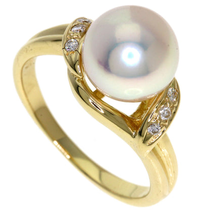 MIKIMOTO Pearl Pearl Diamond Ring K14 Yellow Gold Ladies [Used]