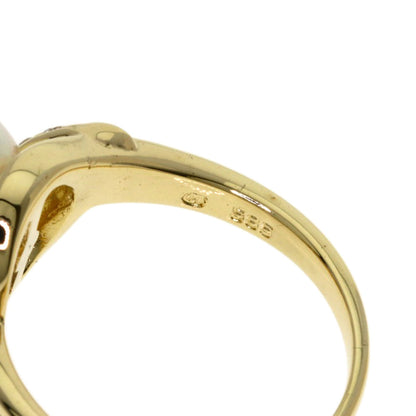 MIKIMOTO Pearl Pearl Diamond Ring K14 Yellow Gold Ladies [Used]