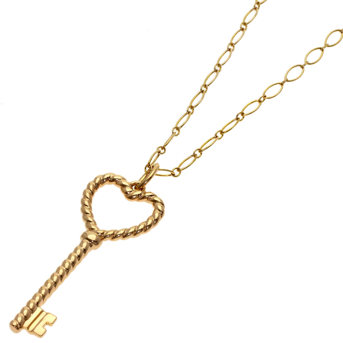 TIFFANY&Co. Heart key Necklace K18 Pink Gold Ladies [Used]