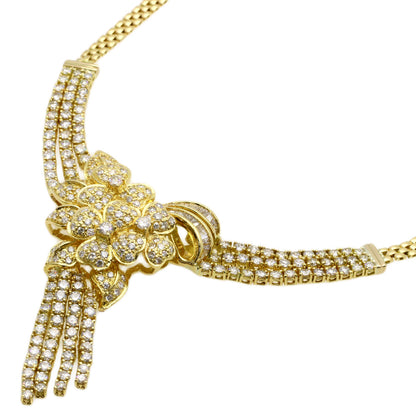 Flower motif Diamond Necklace K18 Yellow Gold 46g　Ladies