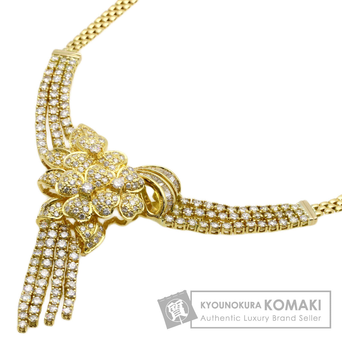 Flower motif Diamond Necklace K18 Yellow Gold 46g　Ladies