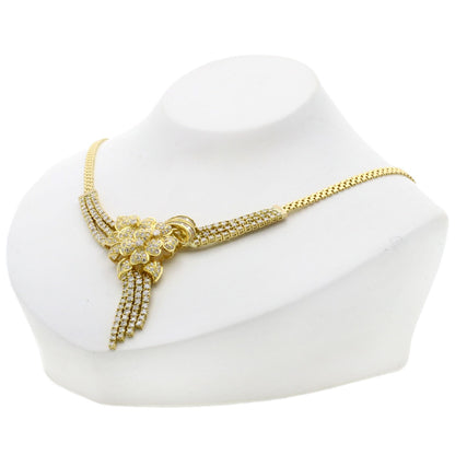 Flower motif Diamond Necklace K18 Yellow Gold 46g　Ladies
