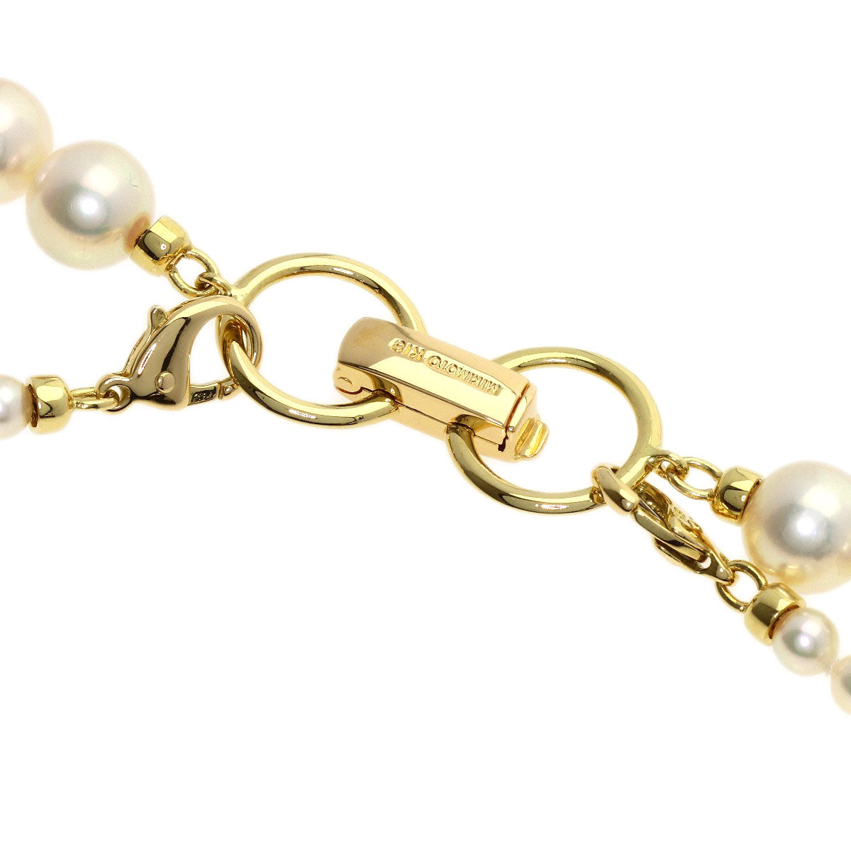 MIKIMOTO Pearl Pearl Baby Pearl with M Charm Necklace K18 Yellow Gold Ladies [Used]
